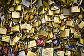 Padlocks With Love Messages Line A Bridge; Paris, France