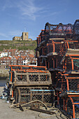 Fishing Traps On The Shore In The Harbour; Whitby, North Yorkshire, England