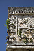 Steinmasken des Regengottes Chac, Palast des Gouverneurs, archäologische Maya-Stätte Uxmal; Yucatan, Mexiko