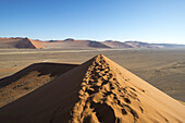 Fußabdrücke auf Düne 45; Sossusvlei, Namibia