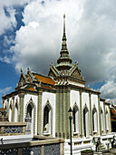 White Building With Ornate Roof And Spire; Bangkok, Thailand