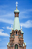 Kirchturm und Kreuz einer orthodoxen Kirche; Tampere, Finnland