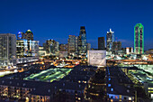 Buildings Illuminated At Dusk; Dallas, Texas, United States Of America