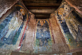Drei Tafeln eines Freskos in einer Kirche; Ephesus, Türkei