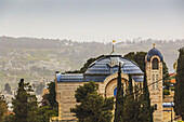 Church Building With Dome And Gold Cross; Jerusalem, Israel