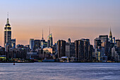 Midtown Manhattan Skyline At Sunset;  New York, New York, United States Of America