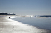 Footprints In The White Sand Along The Coast, Near Chiclana De La Frontera; Andalusia, Spain