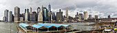 View Of The New York City Skyline And The Brooklyn Bridge From Brooklyn; New York City, New York, United States Of America