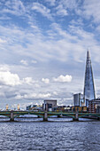A View Of The River Thames And The Shard From Millennium Bridge; Londong, England