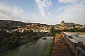 Panoramic View Of The Mtkvari River With The Narikala Fortress; Tbilisi, Georgia