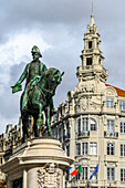 Liberdade-Platz und das Denkmal von König Peter IV; Porto, Portugal