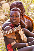 Hamer women at a bull jumping ceremony, which initiates a boy into manhood, in the village of Asile; Omo Valley, Ethiopia