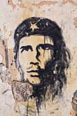 Street mural of Che Guevara, Old Town, UNESCO World Heritage Site; Havana, Cuba