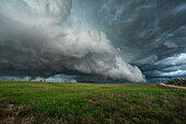 Amazing clouds over the landscape of the American mid-west as supercell thunderstorms develop; Nebraska, United States of America