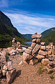 Rock Balancing formations, Hautes-Gorges-de-la-Riviére-Malbaie National Park, Charlevoix, Quebec, Canada