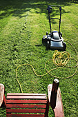 Lawnmower, Lawnchair and Beer Can