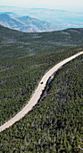 Aerial view of access road leading up to Whiteface Mountain, Adirondacks, New York, USA