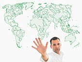 Man In Front of World Map
