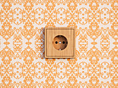 Digital Illustration of Wooden Socket on Wall with Wallpaper