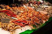 Seafood in Open Air Market, Barcelona, Spain