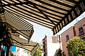 Awnings hanging over Restaurant, Williamsburg, Brooklyn, New York City, New York, USA