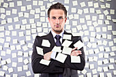 Businessman Covered in Self Adhesive Notes