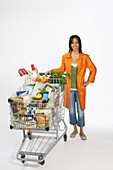Woman With a Full Grocery Cart