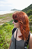 Close-up of Woman Hiking, Ilha do Mel, Parana, Brazil