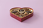 Still Life of Heart-Shaped Box of Chocolates