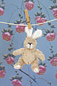 Stuffed Rabbit on Clothesline