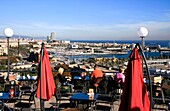 Barcelona, Catalonia, Spain; Harbour View From Outdoor Cafe