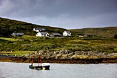 Isle Of Colonsay, Scotland; Sailboat And Coastal Dwellings