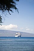 Distant View Of Cruise Ship; Lahaina, Hawaii, Usa