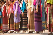 Thai Women In Traditional Dresses In New Year Festival, Low Section; Chiang Mai, Thailand