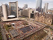 High Angle View On Nathan Phillips Square; Toronto, Ontario, Canada