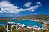 Havensight Cruise Ship Terminal, Blick aus hohem Winkel; Charlotte Amalie, St. Thomas Island, U.S. Virgin Islands