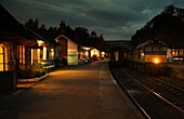 Grosmont Train Station At Dusk; North Yorkshire, England, Uk