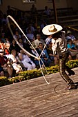 14 Year Old Hispanic Charrito (Cowboy) From Mazatlan Performing In Aztec Theater Folkloric Show,; Golden Zone, Mazatlan, Sinaloa State, Mexico