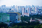 Central Business District, Cityscape, Aerial View; Singapore, Singapore City, Asia