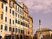 Buildings And Monument On Piazza Di Spagna (Spanish Square); Rome, Italy