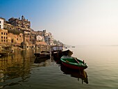 Boats And Varanasi Cityscape; India