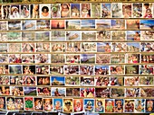Postkarten auf dem Display; Judenstadt, Cochin, Kerala, Indien