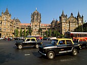 Taxis Driving On Street; Mumbai, India