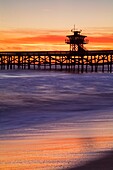 Municipal Pier At Sunset; San Clemente, California, Usa