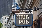 Hub Pub Sign On Province Street; Boston, Massachusetts, Usa