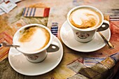 Two Cappuccino Cups; Rome, Italy
