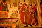 Religiöse Malerei an einer Kirchenwand; Florenz, Toskana, Italien