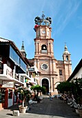 Shops And Church; Puerto Vallarta, Mexico