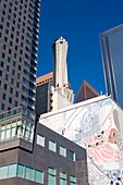 Low Angle View Of Skyscrapers From Pershing Square; Los Angeles, California, Usa