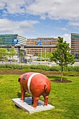 Pig Statue; International District, Seattle, Washington State, Usa